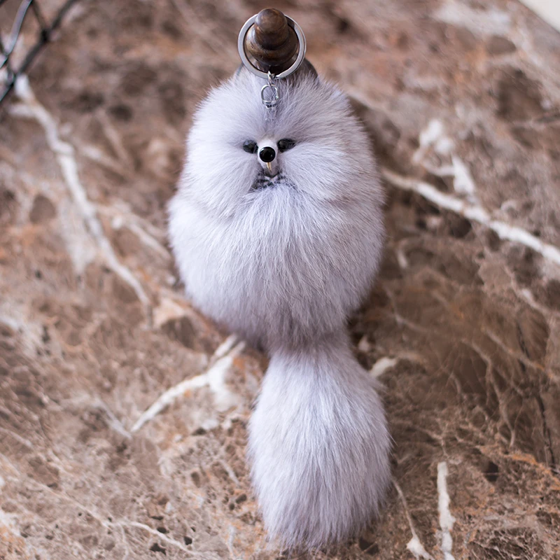 

Fox fur small fox pendant key pendant