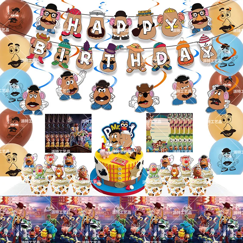 

Toy Story Theme Kid Birthday Party Decoration Set Cartoon Mr. Potato Banner Balloon Tablecloth Baby Shower Party Event Supplies