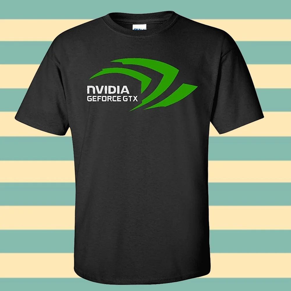 Модная мужская футболка с логотипом Nvidia Geforce Gtx черная для смешной футболки