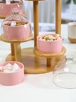 lanfengye party supplies cake tools dessert stand display custom snack bowl with round wooden stand