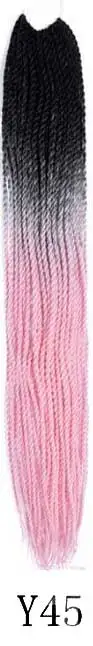 Qphair Ombre Сенегальские вьющиеся волосы крючком косы 24 дюйма 30 корней/упаковка синтетические плетеные волосы для женщин черные кроличьи волосы - Цвет: y45
