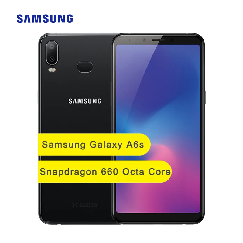 Samsung Galaxy A6s Mobile Phone 6GB 128GB 6.0 Inch Qualcomm Snapdragon 660 Octa Core 12MP Rear Camera 3300mAh A6s Cellphone