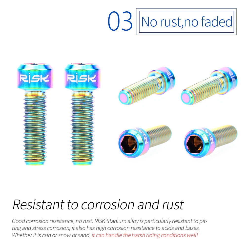 RISK 2pcs M6*18mm MTB Bicycle Titanium Alloy Crank Bolt Disc Brake Caliper Fixing Screws for Road Mountain Bike Lock Screw | Спорт и