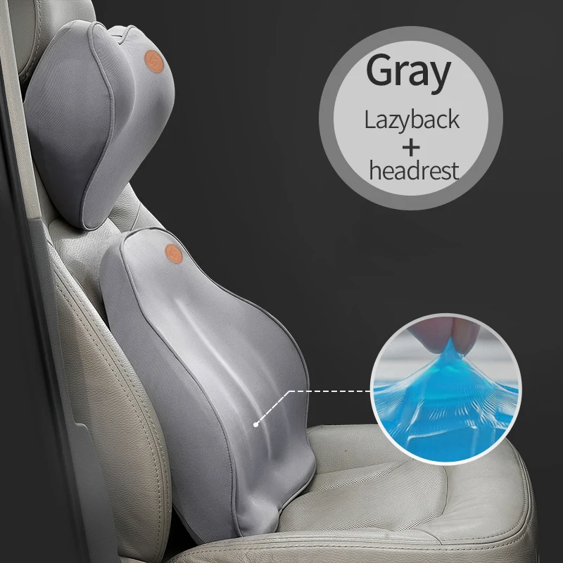 Gray set Подушки для автомобилей, подушка для спины, подушка для автомобильного сиденья, поясничная поддержка для офисного стула, подушка для автомобиля, универсальная 3D пена с эффектом памяти - Название цвета: Gray set