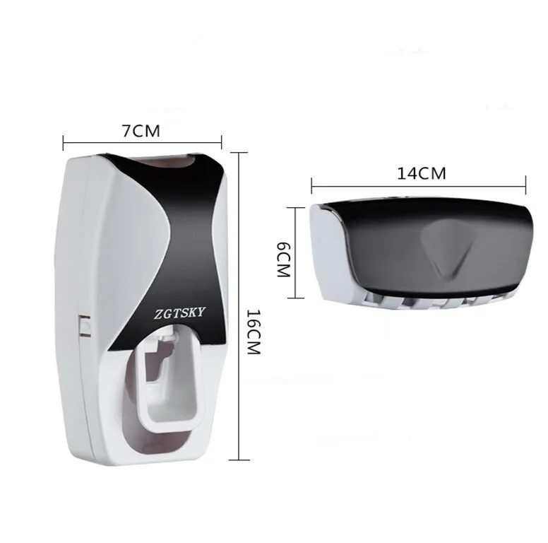 

ztgs Automatic Toothpaste Dispenser Wall Mount Dust-proof Toothbrush Holder Wall Mount Storage Rack Bathroom Accessories Set