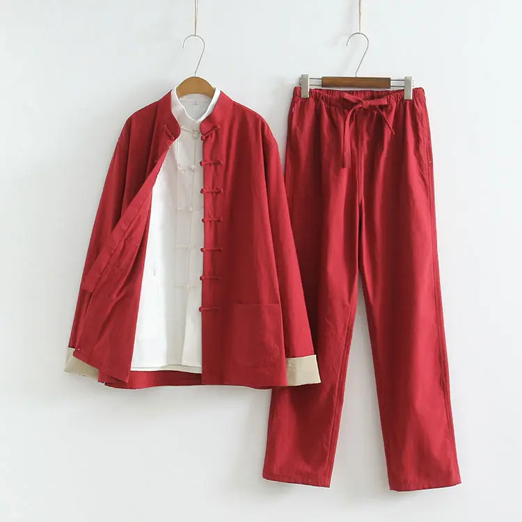 Комплект из 2 предметов в традиционном китайском стиле Тан костюм мужской кунг-фу