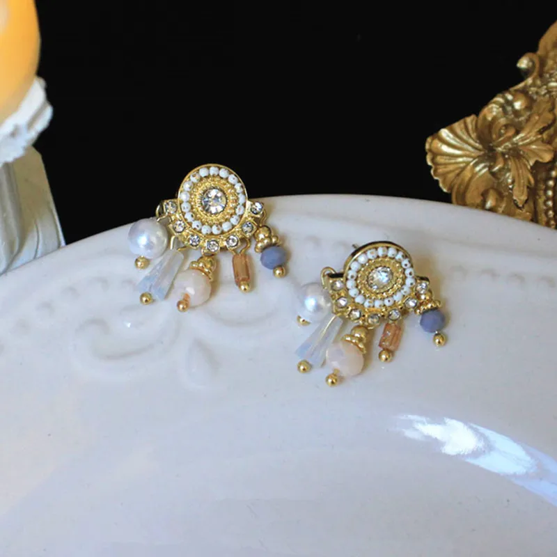 

Novedad de 2020!Pendientes colgantes de perlas Vintige barrocas con borlas geomricas y diamantes de imitacin para joyera d