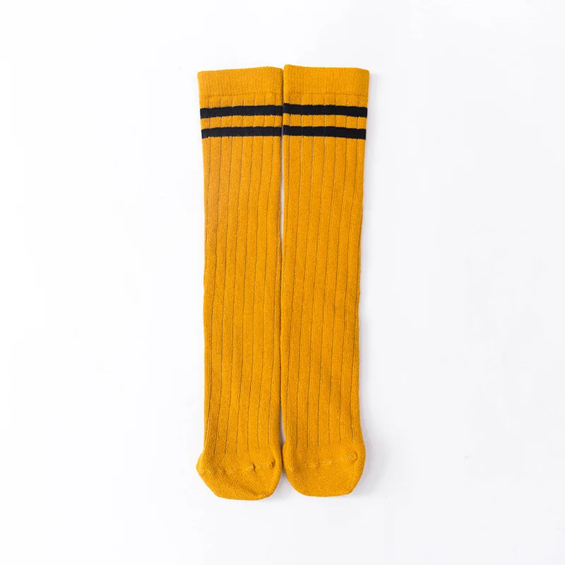 yellow2 Хлопковые гетры в полоску для школьников, Skarpetki Meias детские гольфы для девочек, длинные гольфы для мальчиков, kniekousen meisje - Цвет: yellow2