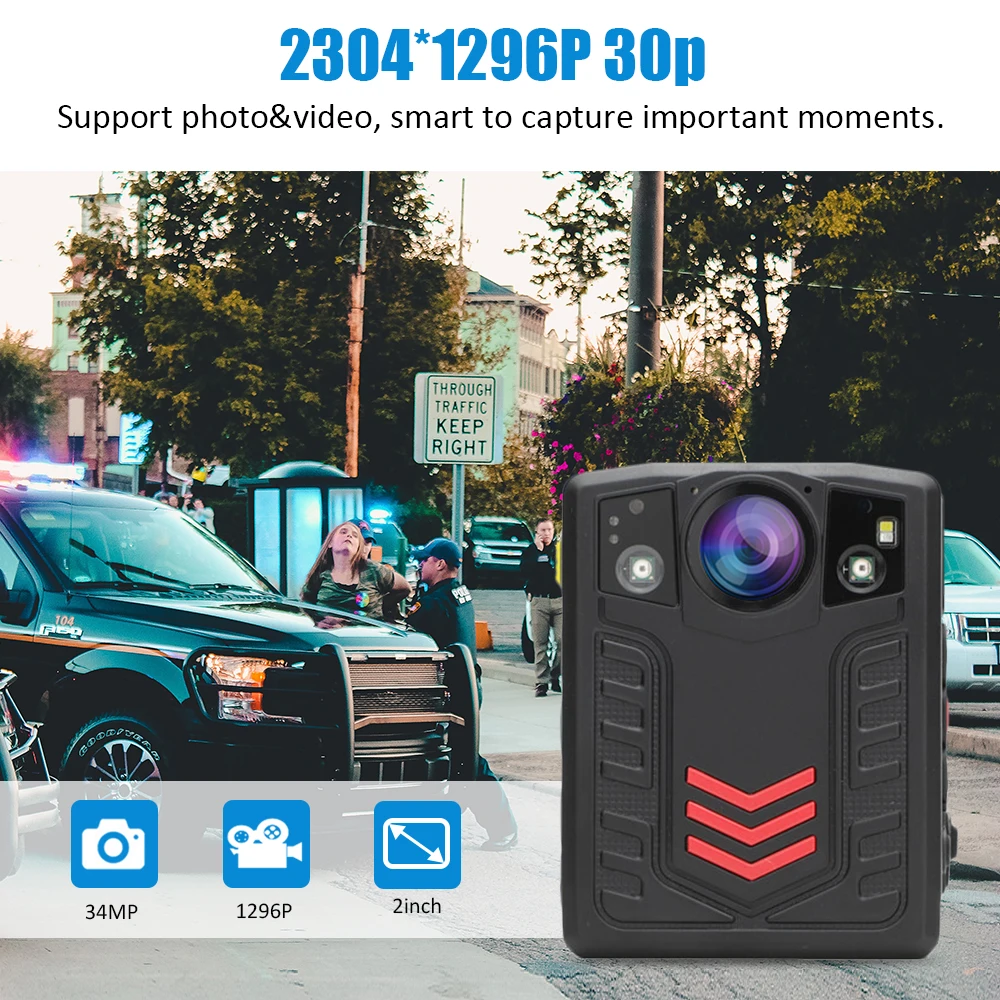 Нательная полицейская камера HD 1296P видеокамера безопасности ИК Ночное Видение