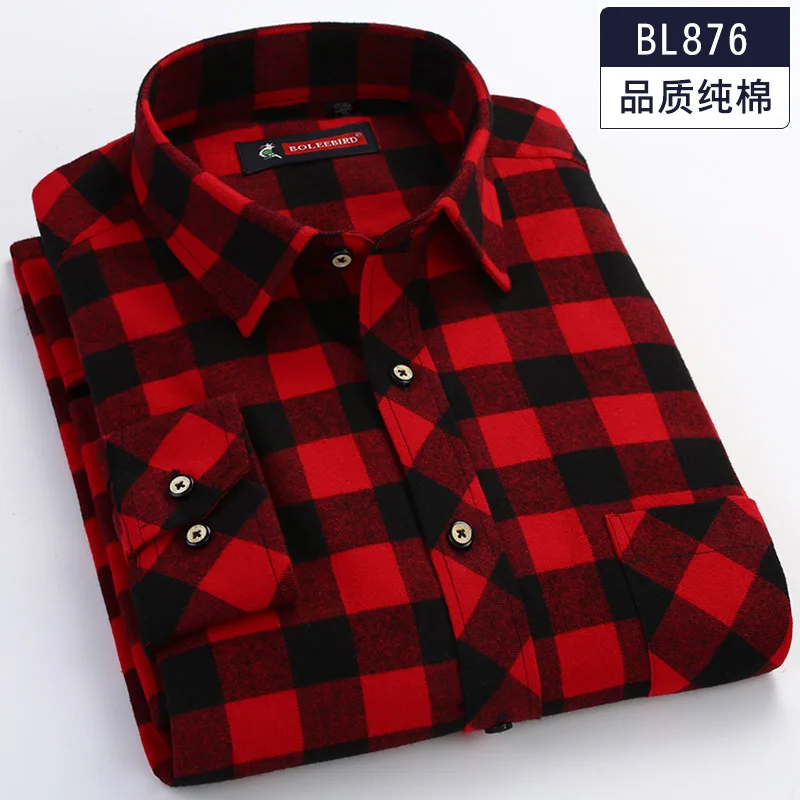 876 Размера плюс 5XL 6XL 7XL 8XL высокое Качественный хлопок плед Повседневное официальная рубашка с длинными рукавами Для мужчин толстый среднего возраста Костюмы - Цвет: 876