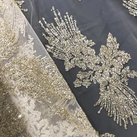 luxury swiss african gorgeous floral sequins net lace glitter mesh fabric for sewing dress material clothes accessories textiles