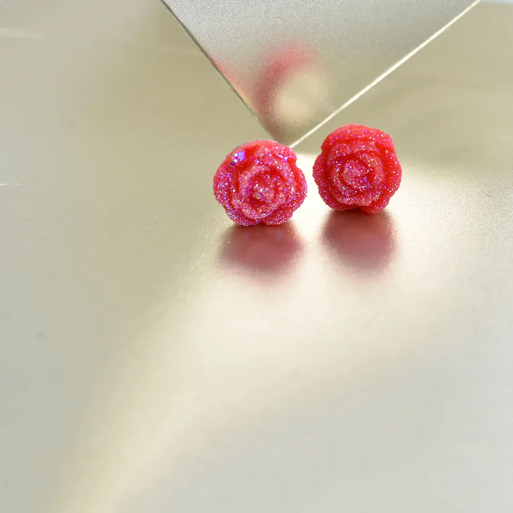 Серьги-гвоздики женские с цветами красные желтые | Украшения и аксессуары