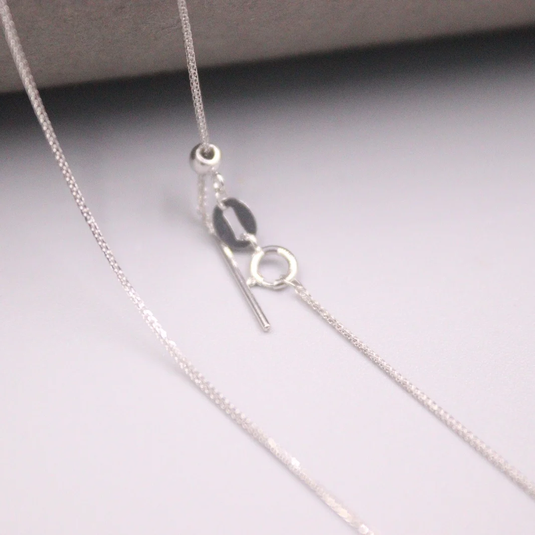 Vendre Collier Chaîne En Or Blanc Véritable 18K Pour Femmes, 0.9mm, Lien Fin En Chaîne De Blé, Ras Du Cou, Cadeau, Au750