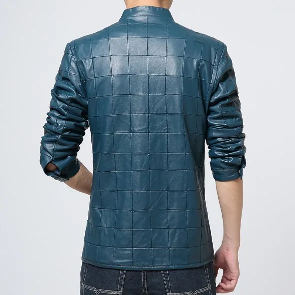 

Men Black Orange Green Pu Leather Jacket Spring Mens Faux Leather Jacket Vintage Men's Mandarin Collar Jackets and Coats 5XL 6XL