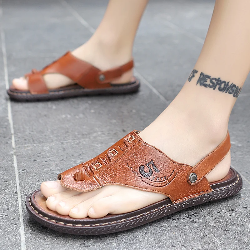 Мужские Пляжные шлепанцы AODLEE натуральная кожа сандалии сланцы летняя обувь 45 |