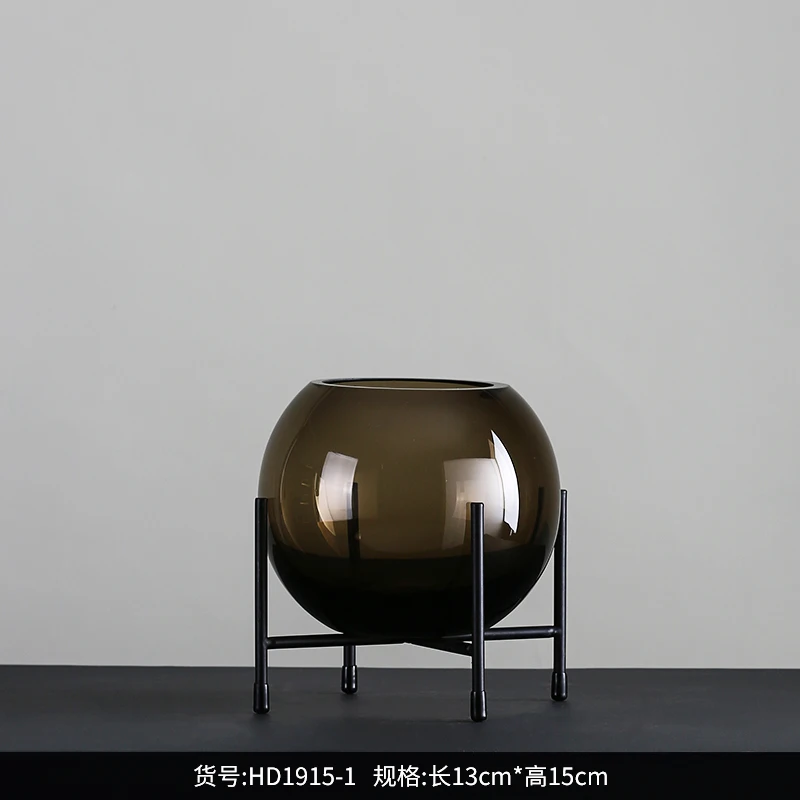 

Круглая стеклянная ваза с шариками, украшения, современная простая гостиная, винный шкаф, мягкое украшение, искусственное творчество