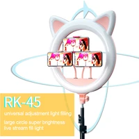 20 inch led selfie ring light cat ear dimmable level 10 photography lighting for makeup video youtube tattoo phone studio light