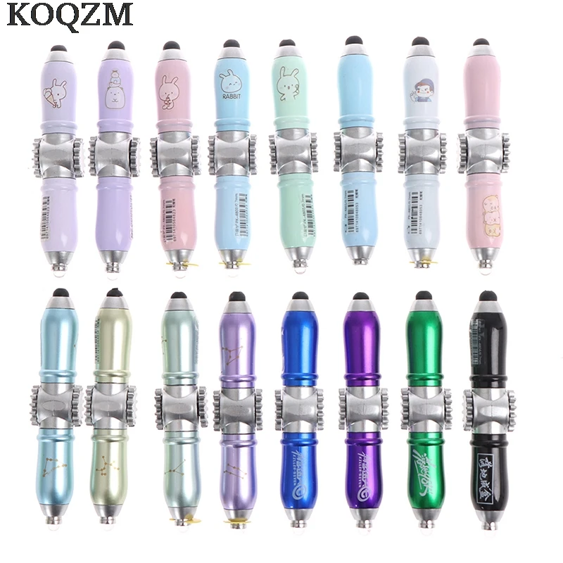 

2021 New Multifunctional Fingertip Gyro Pen Rotating Pen Blue Ballpoint Pen LED Luminous Stylus Decompression Pen