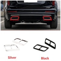car exterior exhaust pipe outlet trim cover muffler decorate casing for cadillac xt6 2020 2021 black or chrome stainless steel