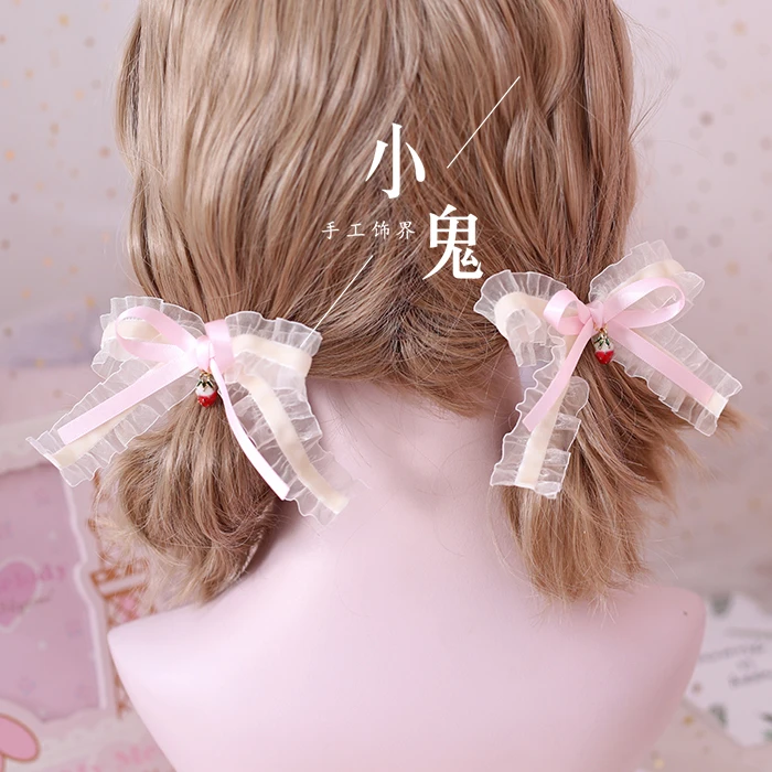 Ручная работа Лолита клубника производная маленькая полоска для волос kc ожерелье браслет клубника боковой зажим, аксессуар для волос