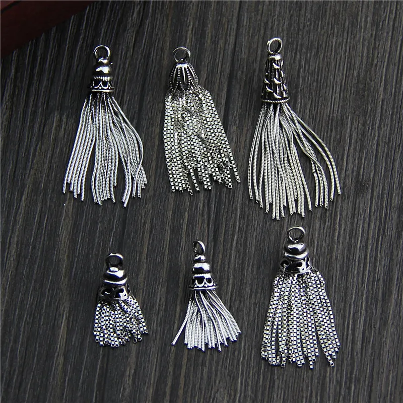 925 Sterling Silver Snake Chain Tassel Earring Pendant Fashion Vintage Charms Accessories Bracelet Necklace DIY Jewelry Making