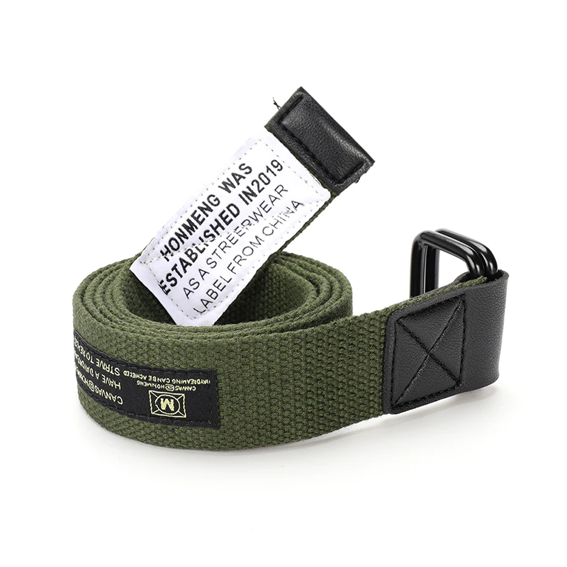 Унисекс Холщовый ремень двойное кольцо пряжка военный пояс Повседневная мода