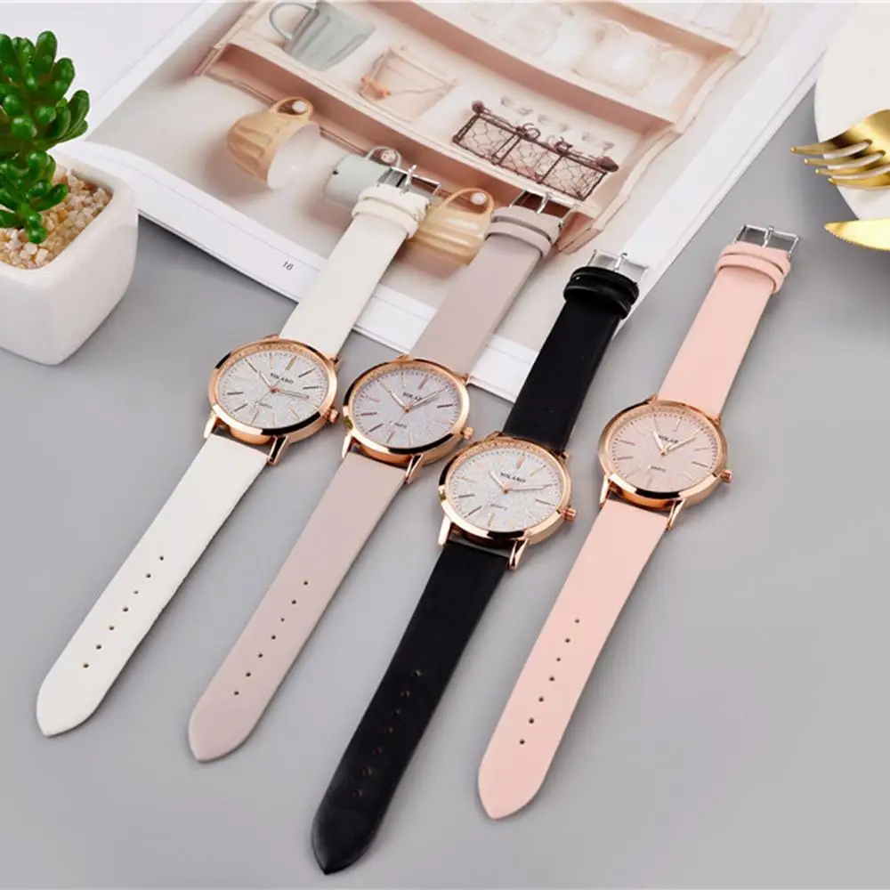 Fashion Casual Ladies Quartz Wrist Watch Pink Simple Retro Women Watches Yolako Luxury Brand Female Vintage Leather Clock