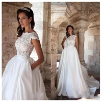 elegant satin lace a line wedding dresses special bridal gowns 2020 modest women wedding wear custom