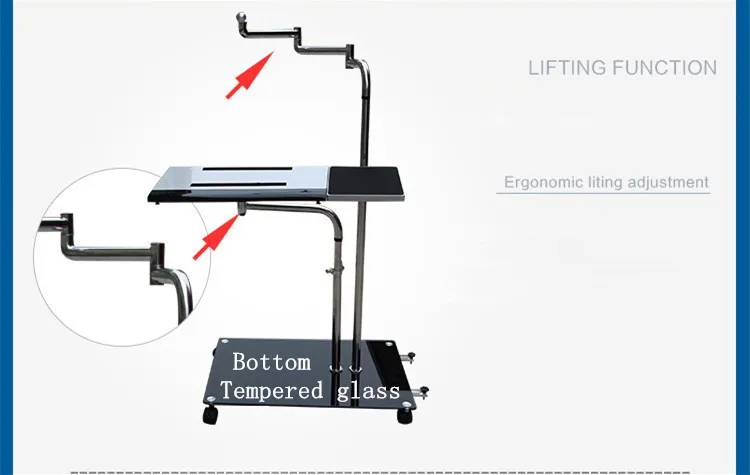 

OK620B Bedside Moving Laptop Stand Adjustable Sofa Computer Holder Mount +Keyboard Holder Rotating Laptop Table with wheels