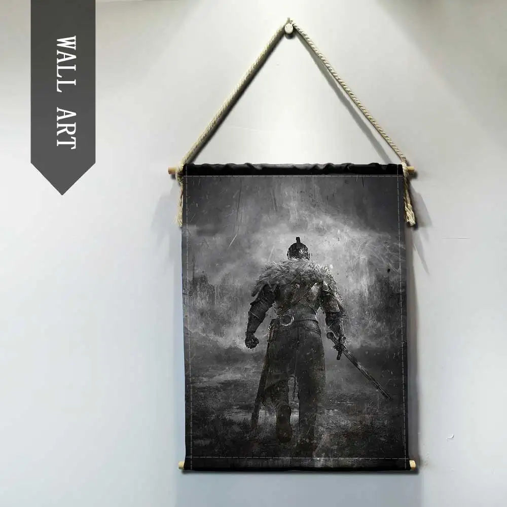 Игра Dark Souls Жилая картина для декора комнаты стены искусства плакат современной плотной древесины хлопковая нить подвесной вал прокрутки живопись