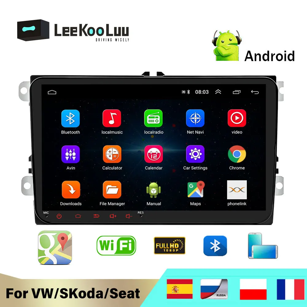 LeeKooLuu Android 2Din для VW/Volkswagen/Golf/Polo/Tiguan/Passat/b7/b6/leon/Skoda/Octavia автомобильный Радио GPS 9