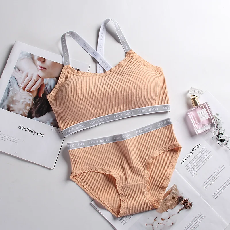 Комплект спортивного нижнего белья с надписью jollb Thread Miss для девочек студенток