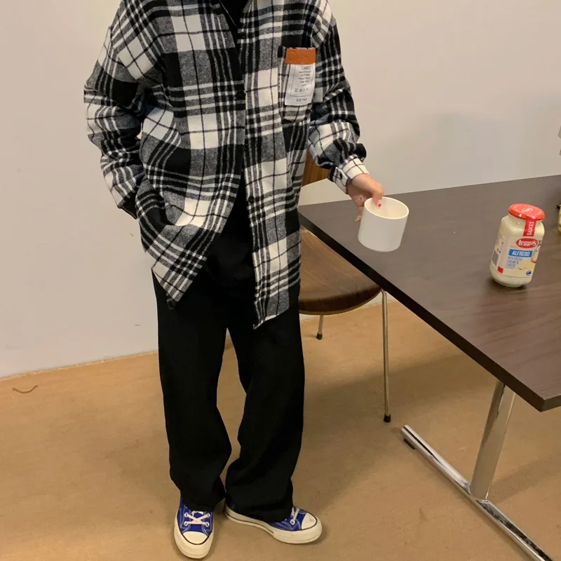 

Autumn and Winter 2021 New Long Sleeve Retro Plaid Shirt Women.