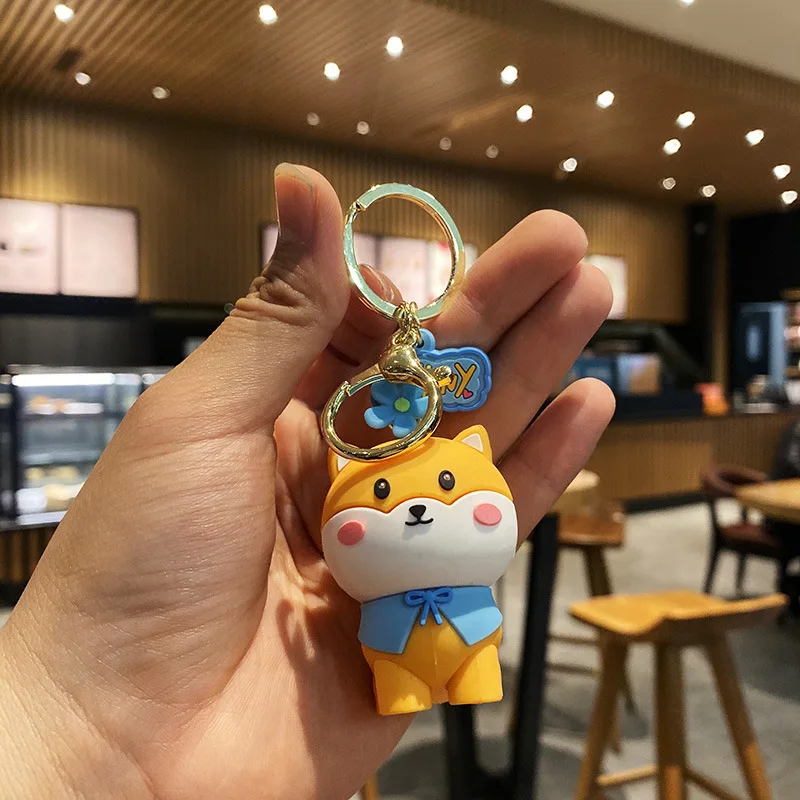 

Cute Dog Kitty Keychain Figure Rubber Doll Toys Key Ring Holder Shiba Inu Excellent Gift for Car Accessories New style Hot
