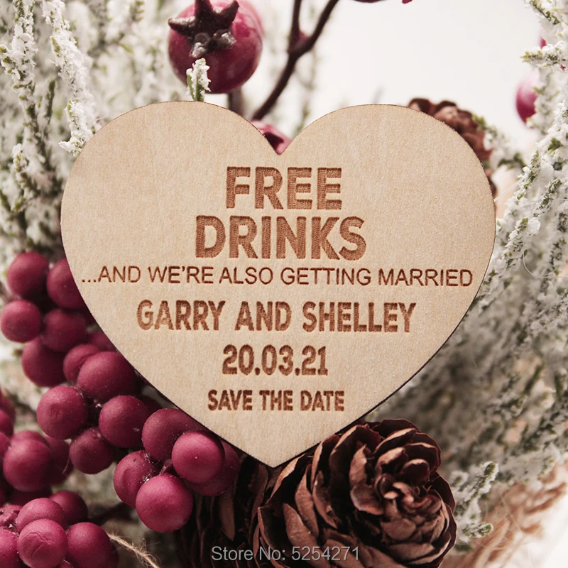 Сохраните дату Свадебное приглашение персонализированные деревянные магниты