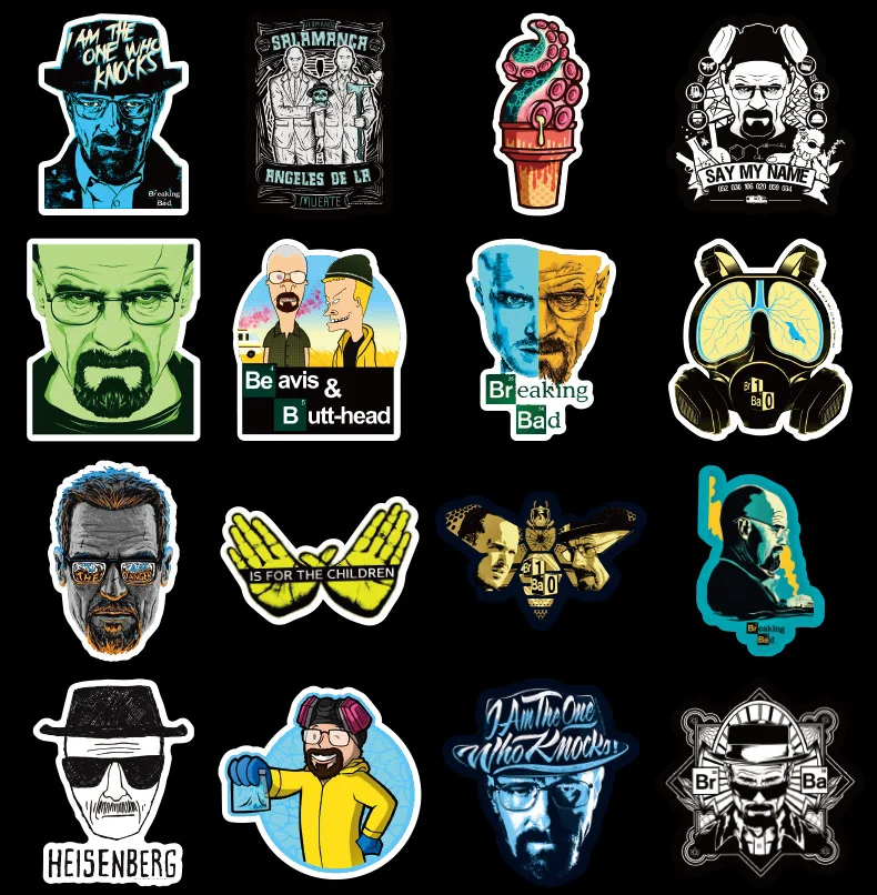 

50 Pcs/lot American Classic Breaking Bad Stickers Graffiti Stickers For Laptop Luggage Car PVC Waterproof Decal Sticker