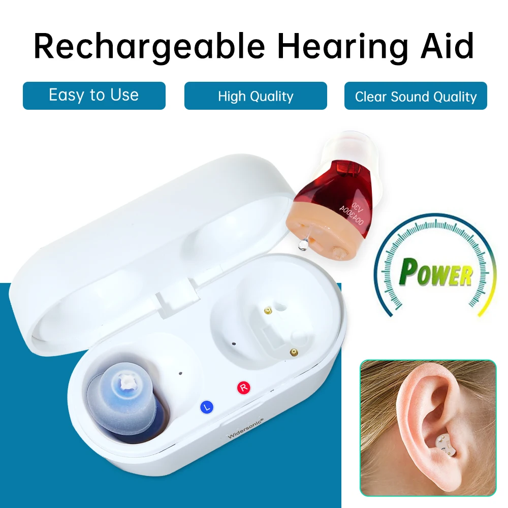 Hearing Aids USB Rechargeable Mini Audifonos In Ear Portable Invisible Adjustable Tone Sound Amplifier for Deafness Drop Shippin