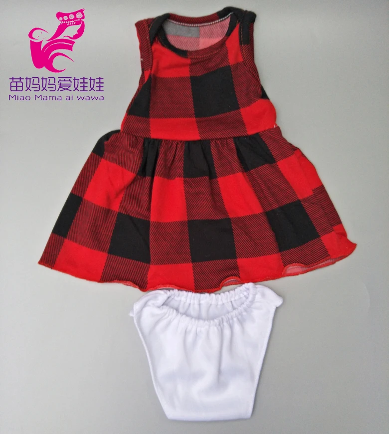 Платье для куклы 43 см детское Кукольное платье красная черная решетчатая игрушка