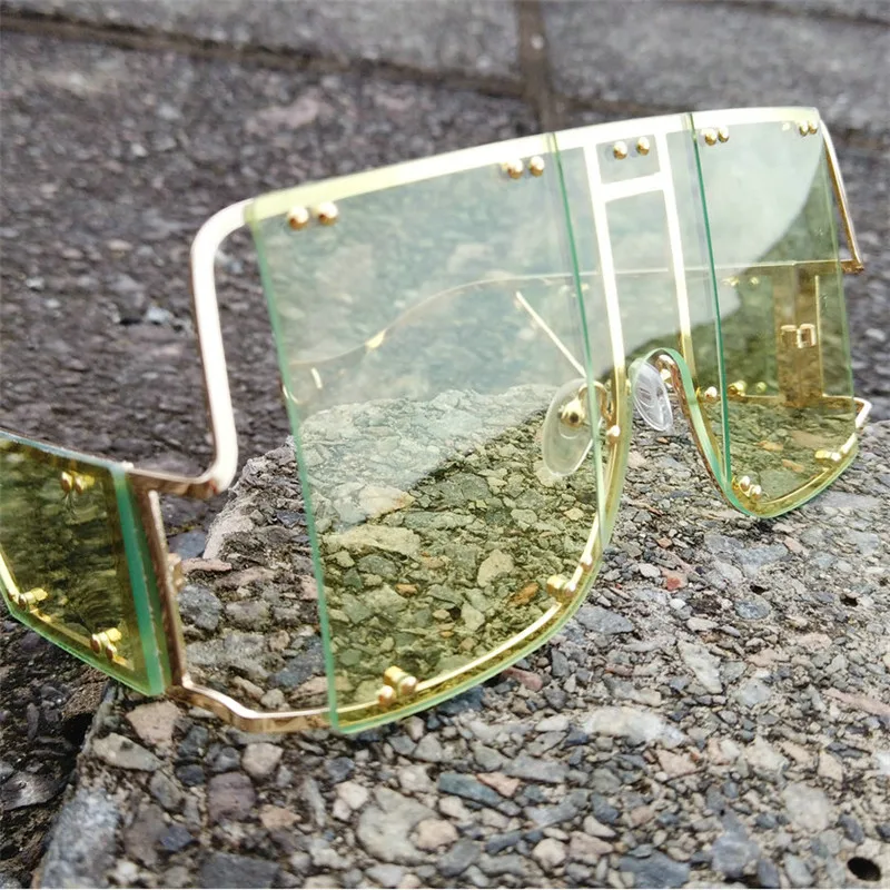 Супер футуристический негабаритный щит козырек Солнцезащитные очки с плоским