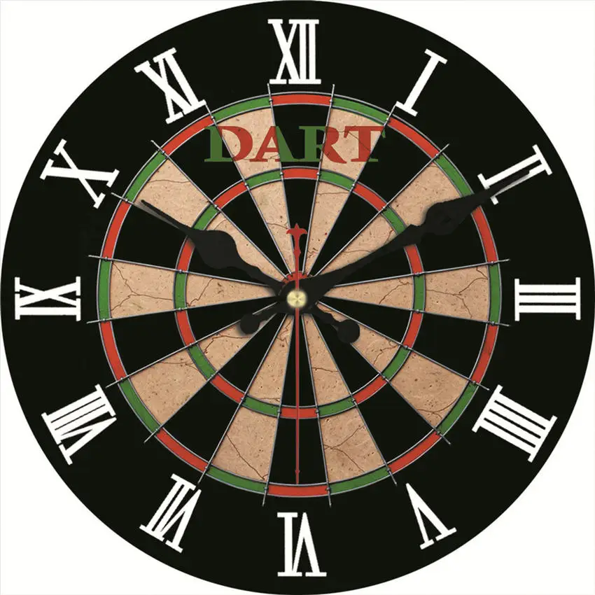 Большие деревянные настенные часы RIHE Darts Target бесшумные для домашнего декора