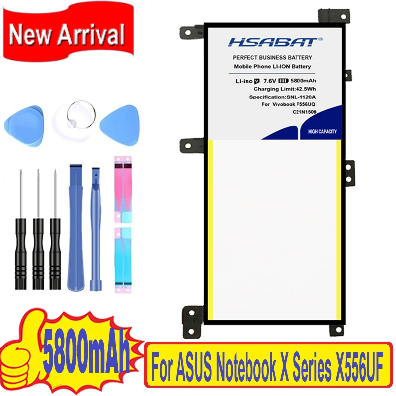 100% оригинал HSABAT 5800mAh C21N1509 батарея для ASUS Notebook X Series X556UF X556UR X556UV FL5900U A556U | Компьютеры