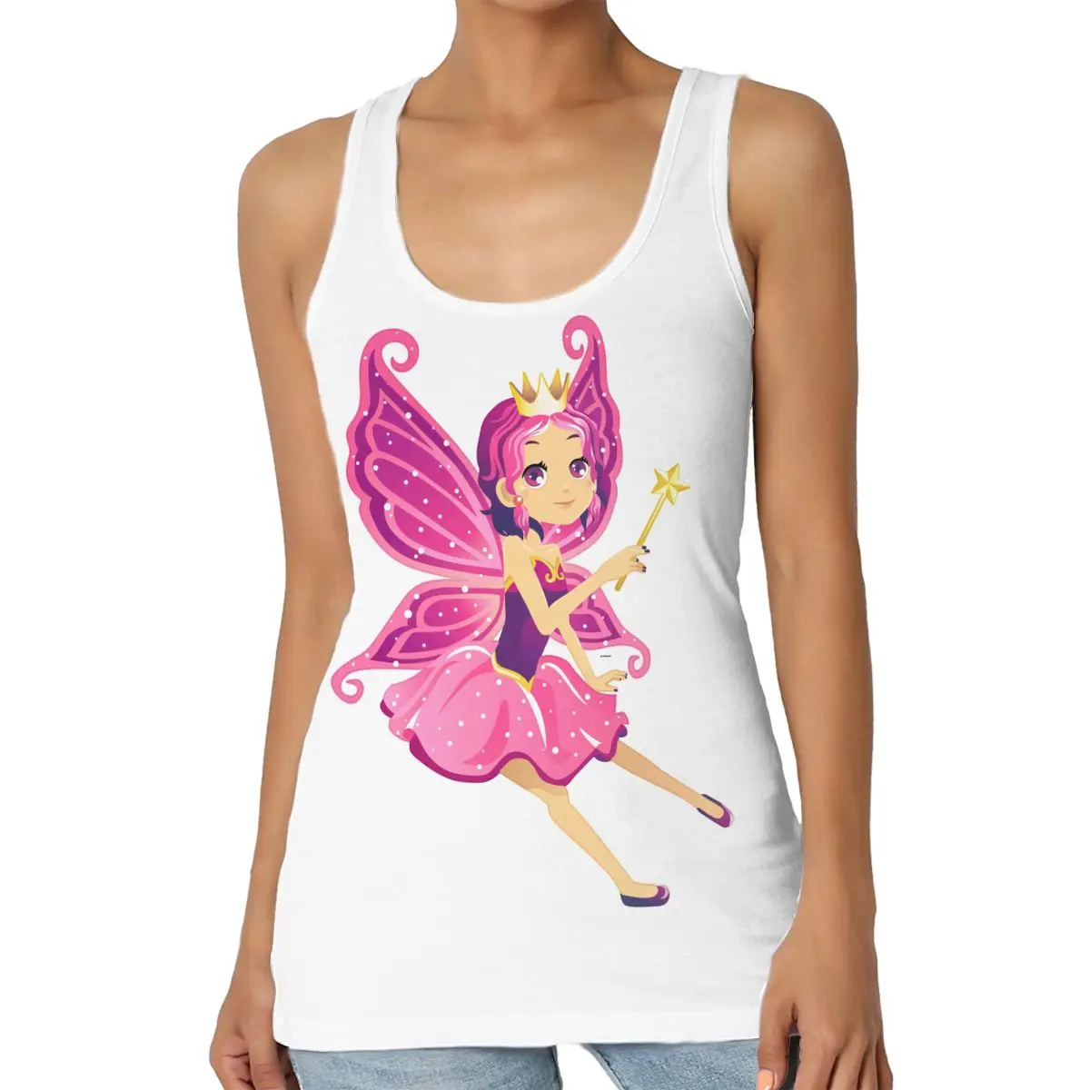 

Майка женская с бабочками, жилет без рукавов, с круглым вырезом, летняя одежда