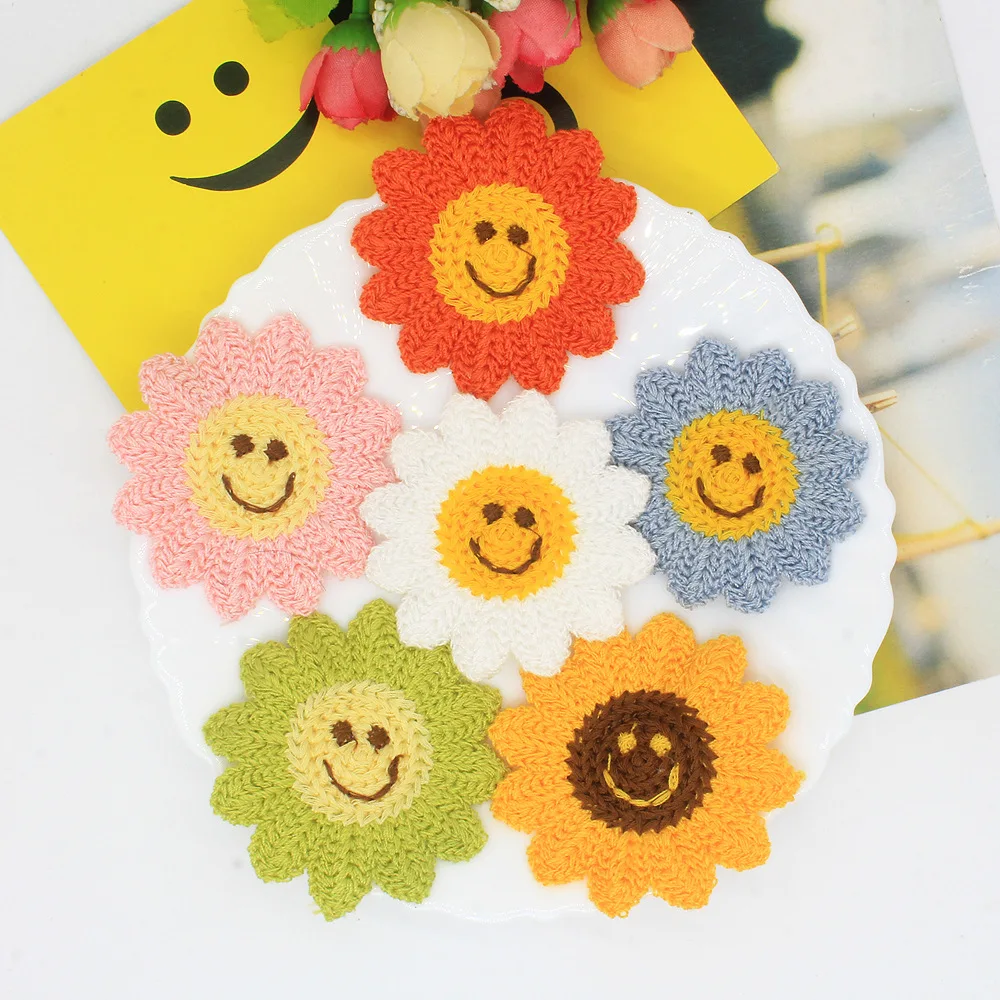 20 шт./лот 6 см смайлик цветок Маргаритка аппликация для лук клип аксессуары DIY