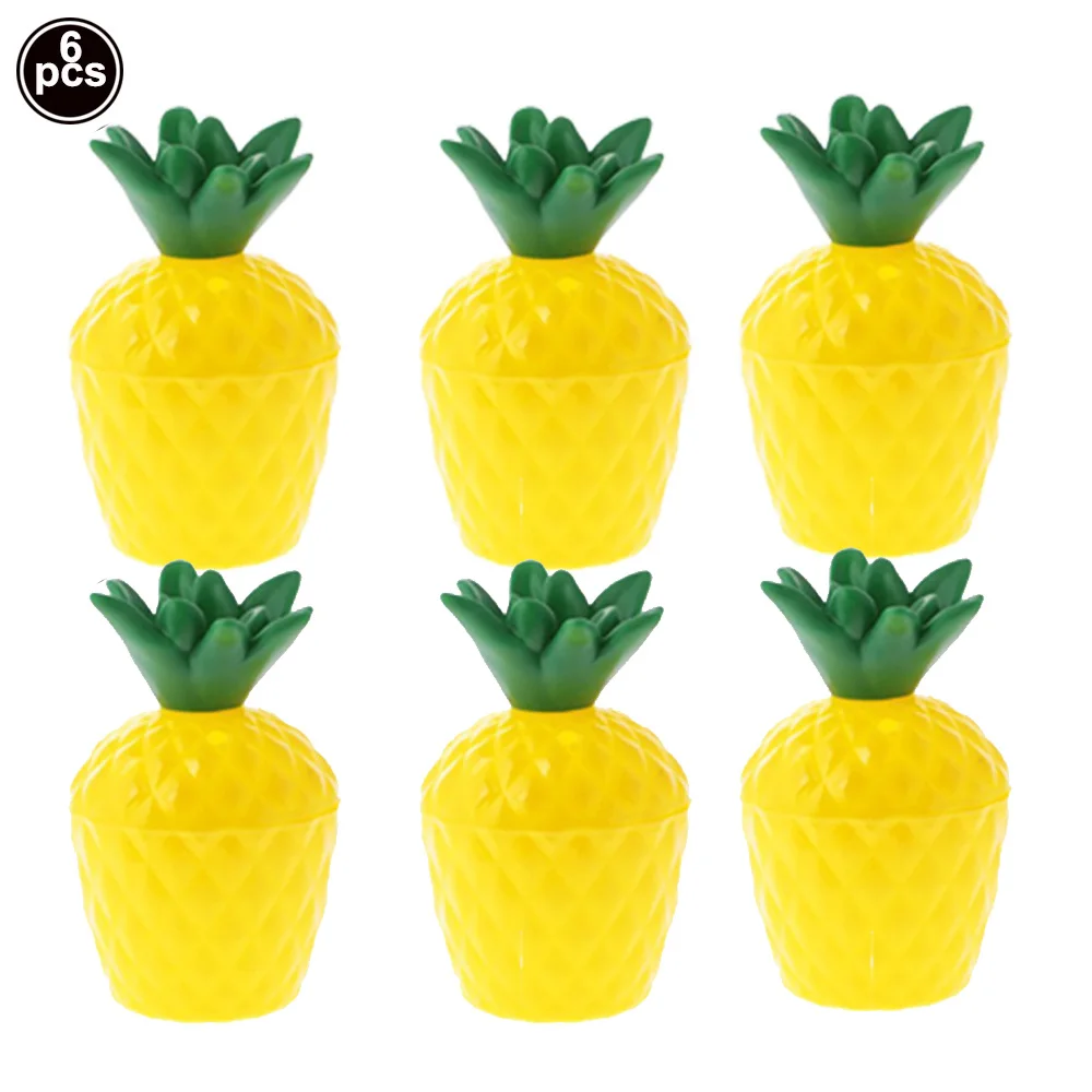 Pineapple 6 шт пластиковые ананасовые чашки тропические Luau вечерние кокосовые чашки пляжные украшения для вечеринки в гавайском стиле для летних вечеринок - Цвет: Pineapple