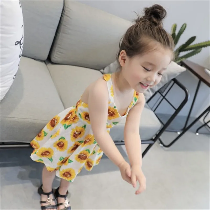 Детское летнее платье без рукавов с цветочным принтом и открытой спиной | Детская