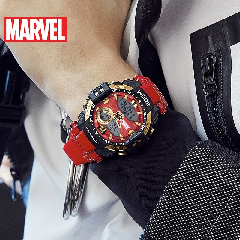 Disney Marvel Dual Display digital wristwatch iron man digital wristwatch waterproof movement boys watches 20Bar Rubber Alarm