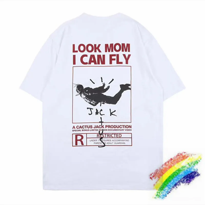 

Travis Scott Cactus Jack Look Mom I Can Fly Tee Short Sleeve T shirt Streetwear Men Cotton T-Shirt