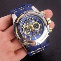 luxury big dial skeleton lnvicta watches men rubber strap multifunction fashion men wrist watch relogio masculino reloj hombre