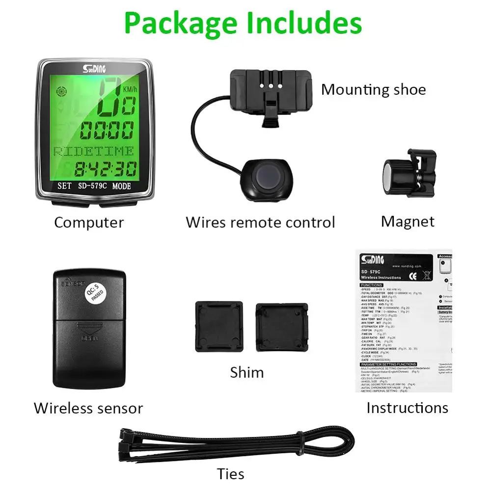 Велосипедный компьютер светодиодный велосипедный спидометр беспроводной