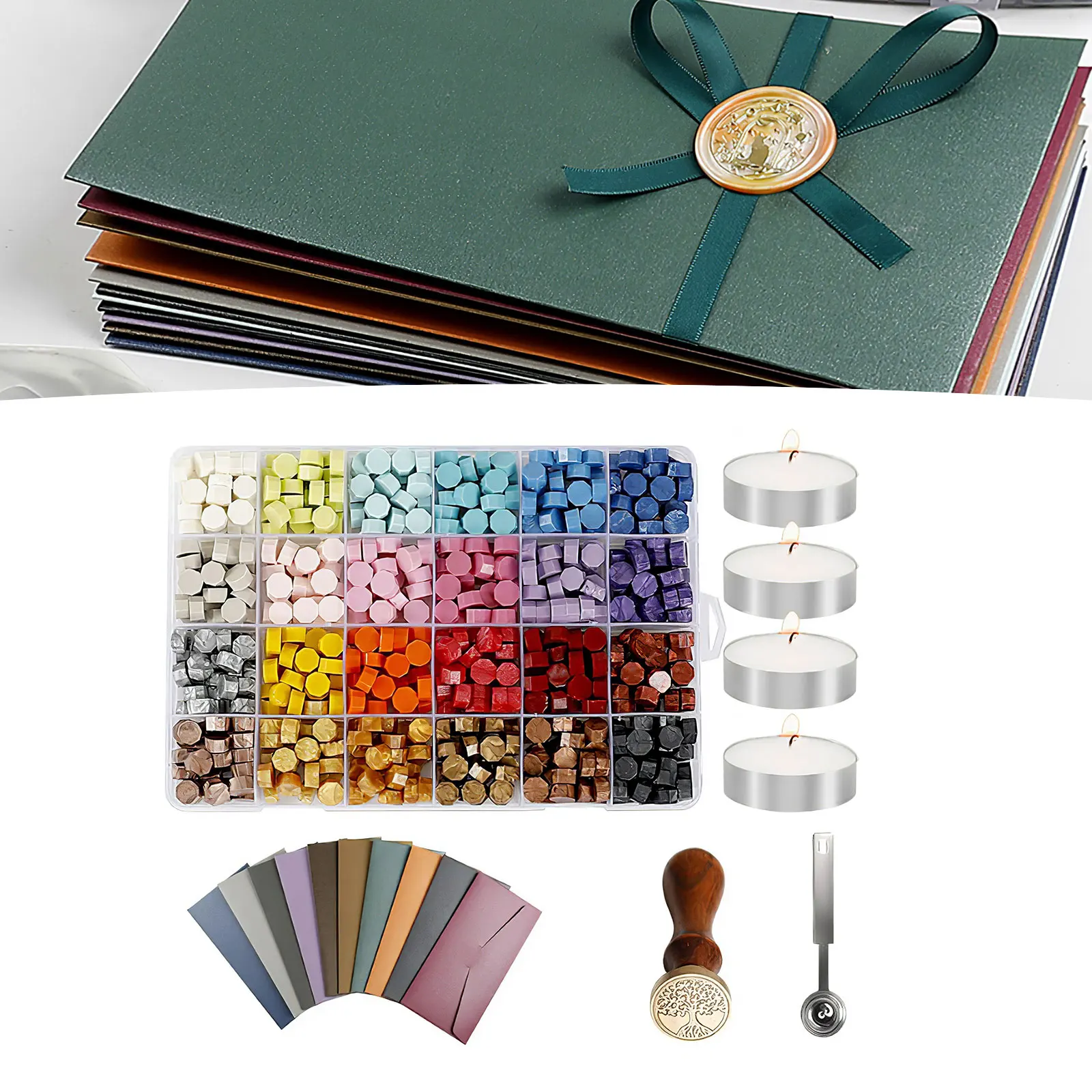 

Набор винтажных восковых печати 600 шт., Подарочная коробка для самостоятельного запечатывания воска, пригласительный конверт, украшение, на...